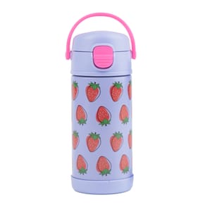 Printed Stainless Steel Purple Water Bottle 350ml - Strawberry 