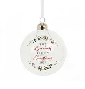 Personalised Christmas Wreath Glass Bauble