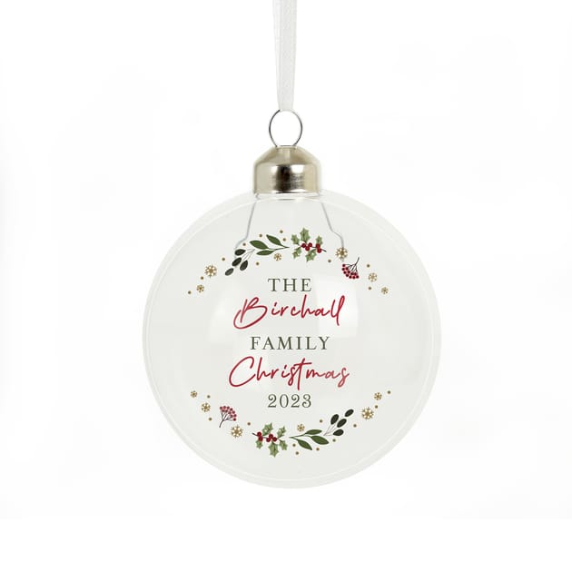 Personalised Christmas Wreath Glass Bauble Home Bargains