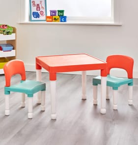 Liberty House Toys Kids Plastic Table and Two Chairs Set - White