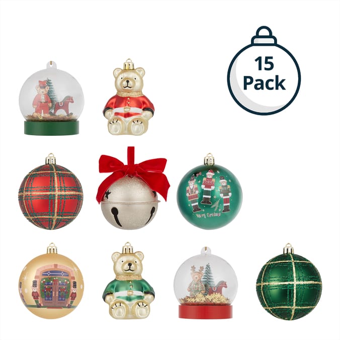 The Lifestyle Edit Timeless Christmas Baubles 15 Pack