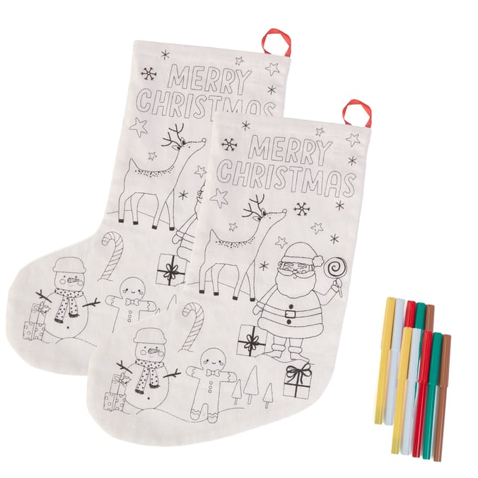 Sleigh Bells Colour Your Own Stocking x2