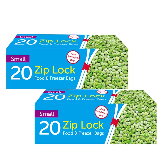 Zip Lock Food & Freezer Bags 20 Pack Small x2