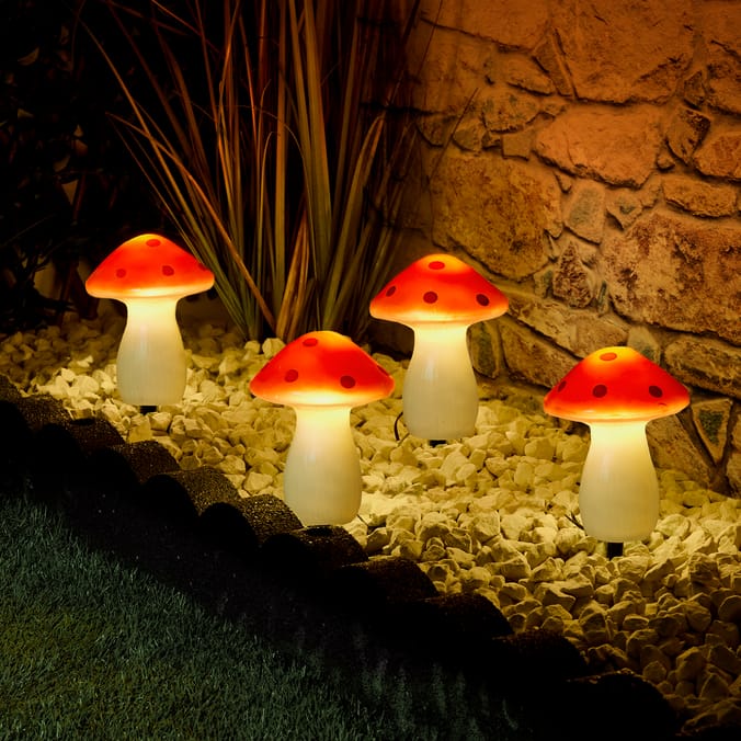 Firefly Mushroom Stake Solar Light 4 Pack