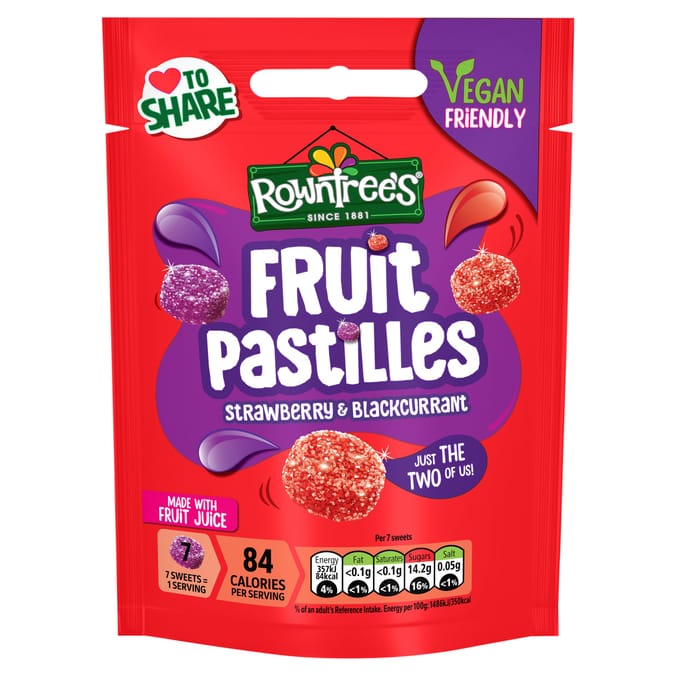 Rowntree's Fruit Pastilles Strawberry & Blackcurrant Sweets Sharing Bag 143g