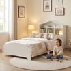 Liberty House Toys Kids White Toddler Bed With Bookcase
