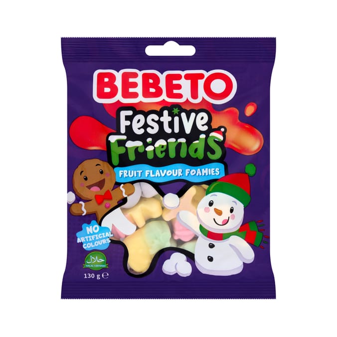 Bebeto Festive Friends Fruit Flavour Foamies 130g
