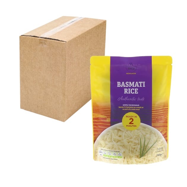 Rice Basmati Rice Microwavable Packet 250g x12 Home Bargains