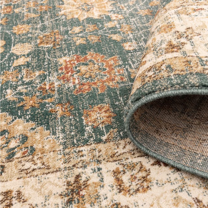 Asiatic Raja Border Runner RA02 - Teal/Cream