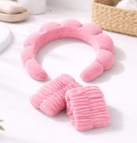 Headband and Wrist Wash Bands - Light Pink