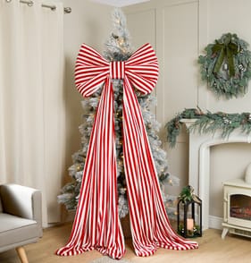 Festive Feeling Giant Velvet Bow - Stripe