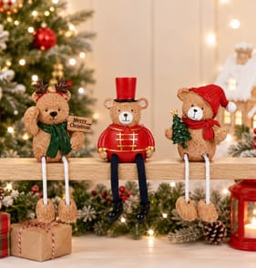 The Lifestyle Edit Timeless Christmas Bear Shelf Sitter Assorted