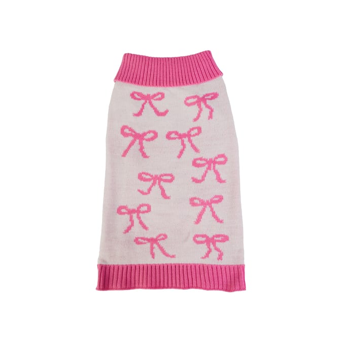 My Pets Cable Knit Jumper Pink Bow