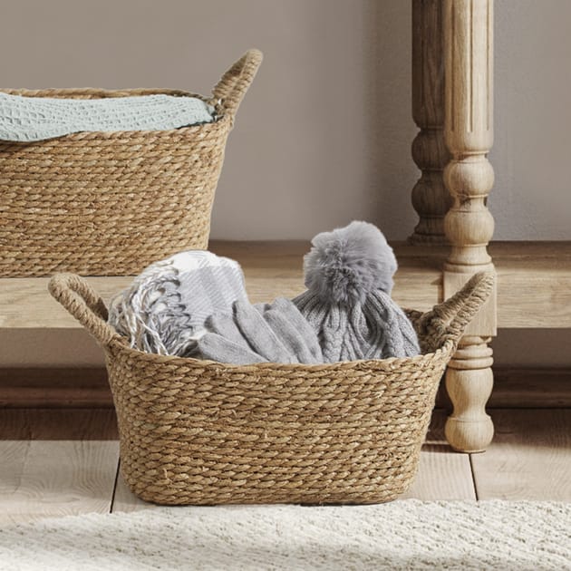 3 Piece Straw Basket Woven Storage, Laundry Basket factory