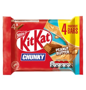 KitKat Chunky Peanut Butter Chocolate Bar 4 Pack Multipack 136g
