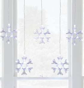 Prestige 5 Battery Operated LED Snowflake Curtain Lights - Cool White