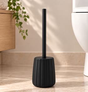  Bath Plastic Toilet Brush & Holder - Black