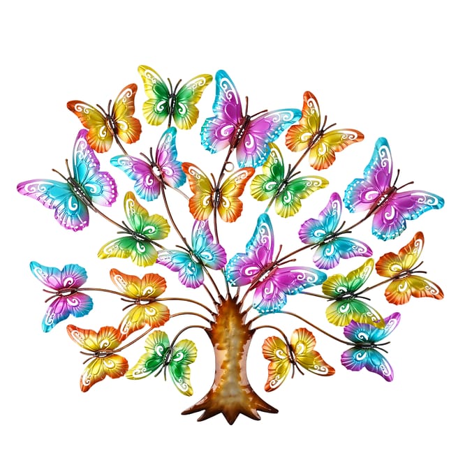 Jardin Colourful Metal Tree Wall - Butterfly 