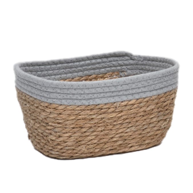 Home Collections Straw & Cotton Rope Storage Basket 