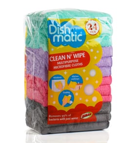 Dishmatic Clean N' Wipe Multipurpose Microfibres Cloths 24 Pack