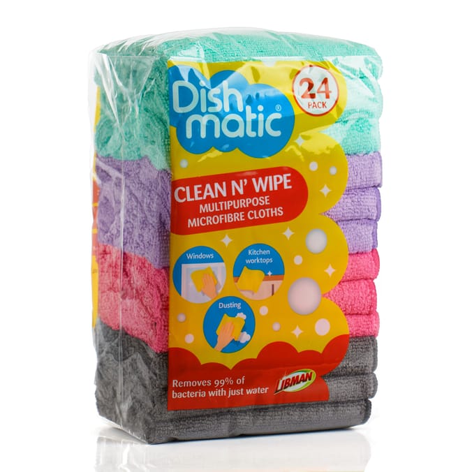 Dishmatic Clean N' Wipe Multipurpose Microfibres Cloths 24 Pack
