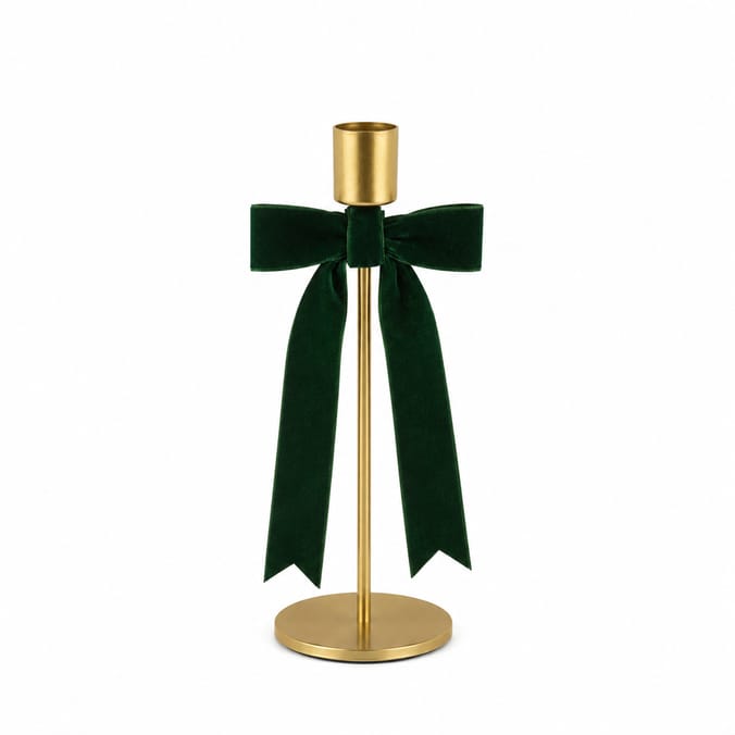 Festive Feeling Alpine Woods Bow Christmas Candle Holder