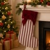 Festive Feeling Alpine Woods Faux Velvet Bow Christmas Stocking