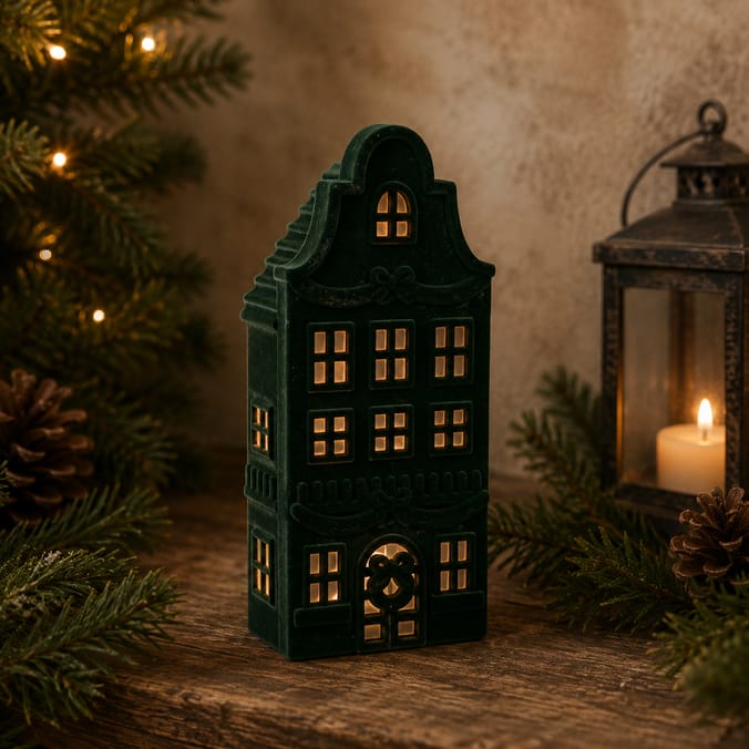 Festive Feeling Alpine Woods Christmas Flocked Light-Up House