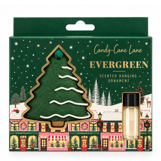 Candy Cane Lane Scented Hanging Ornament - Evergreen