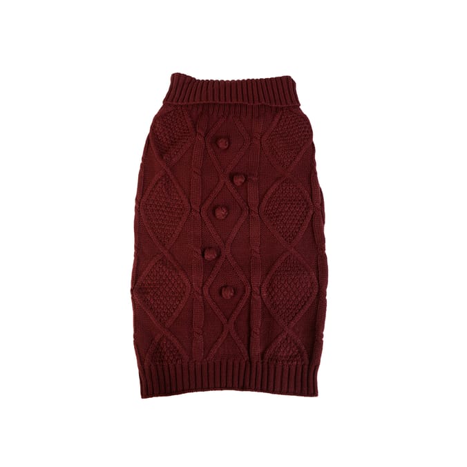 My Pets Cable Knit Jumper Burgundy