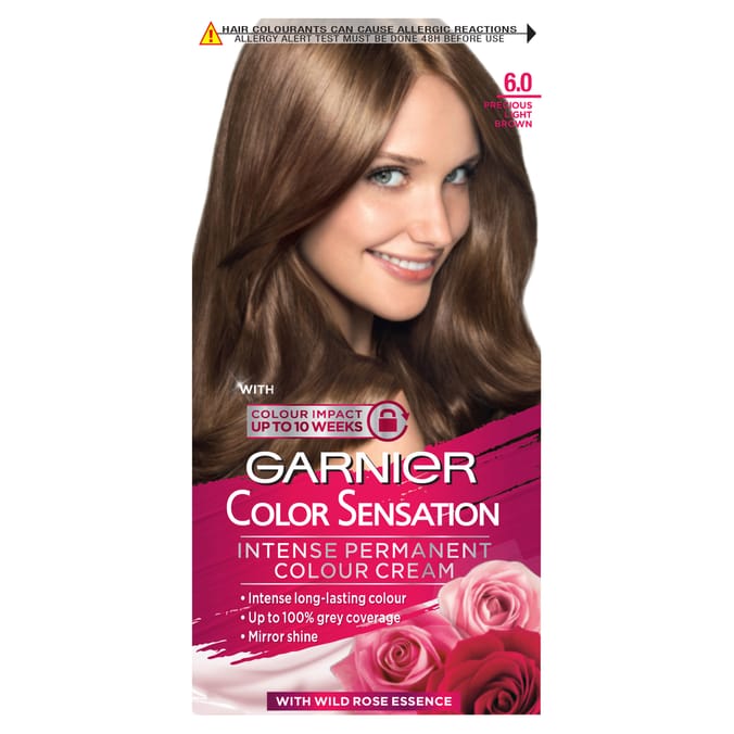 Garnier Color Sensation Permanent Hair Dye - 6.0 Precious Light Brown