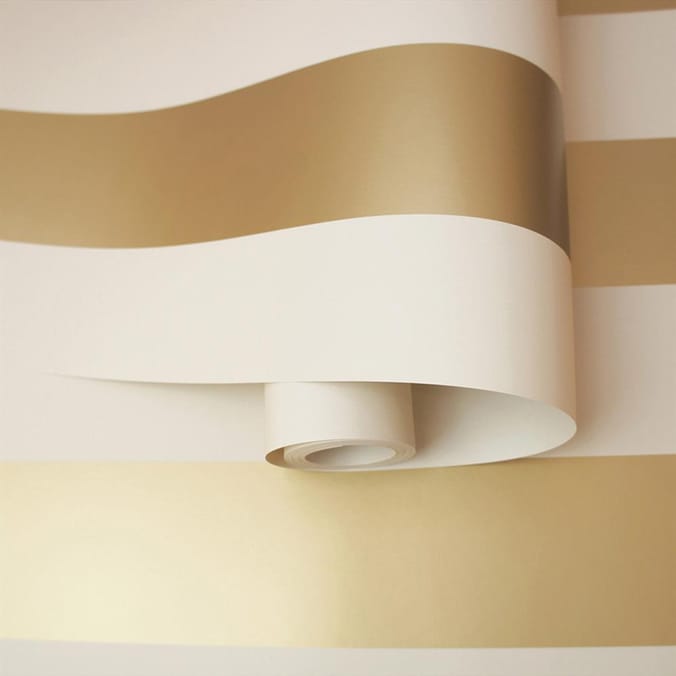 Dillan Stripe Wallpaper 12761 - Cream/Gold