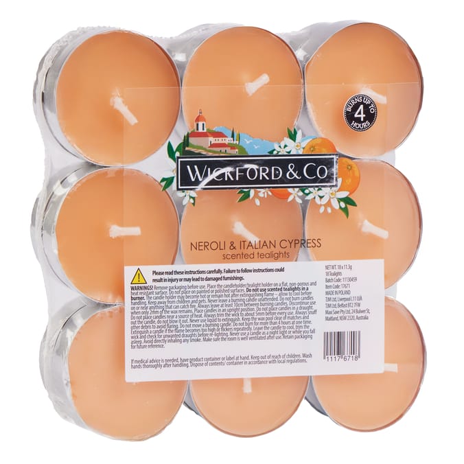 Wickford & Co Scented Tealights 18 Pack - Neroli & Italian Cypress