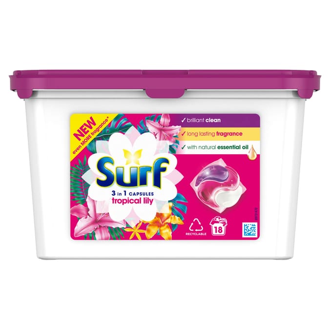 Surf Washing Capsules Tropical Lily 3 in 1 Capsules 18 Washes