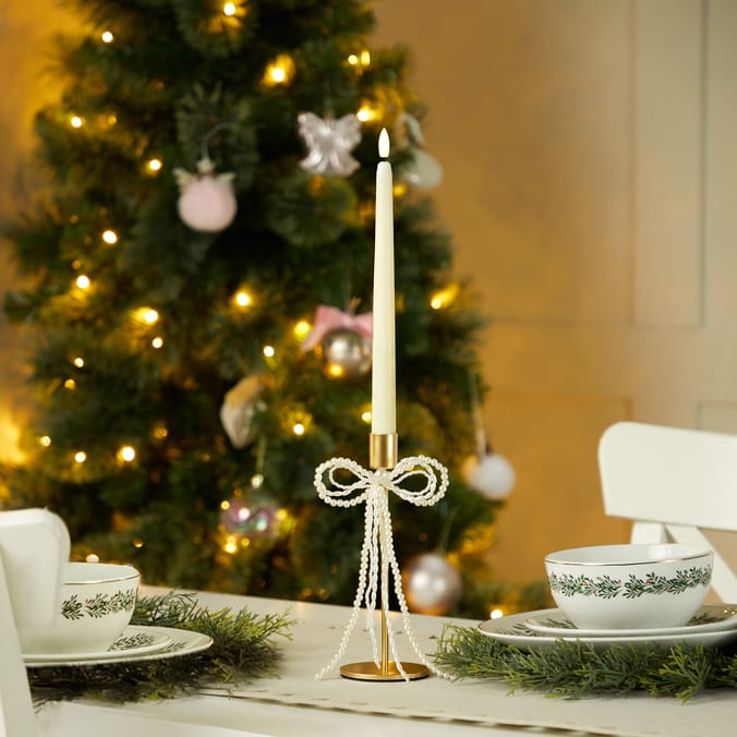 Winter's Tale Bow Christmas Candle Holder