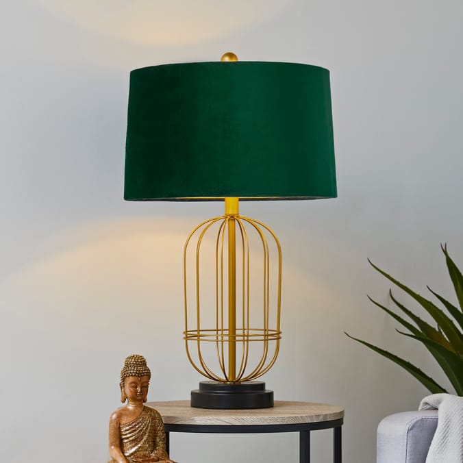 Home Collections Gold Cage Table Lamp Green Home Bargains