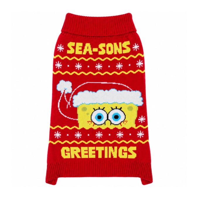 Spongebob Sqaurepants Sea-sons Greetings Pet Jumper