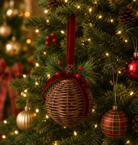 Festive Feeling Alpine Woods Rattan Hanging Decoration - Bauble