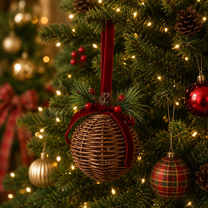 Festive Feeling Alpine Woods Rattan Hanging Decoration - Bauble
