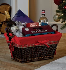 Festive Feeling Medium Christmas Hamper Basket - Brown/Red