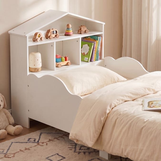 Liberty House Toys Kids White Toddler Bed With Bookcase