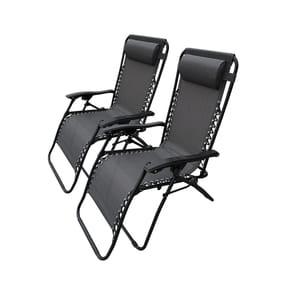 The Outdoor Living Collection Zero Gravity Reclining Chair Set - Grey