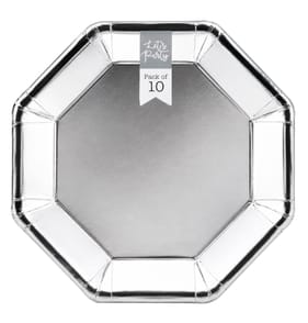 Let's Party Metallic Paper Plates 10 Pack - Silver
