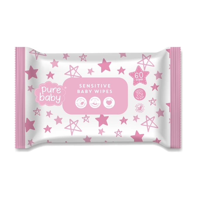 Pure Baby Sensitive Baby Wipes 60's x16