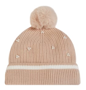 Originals Winter Kids Beige Pearl & Pom Beanie Hat - 10-13 Years