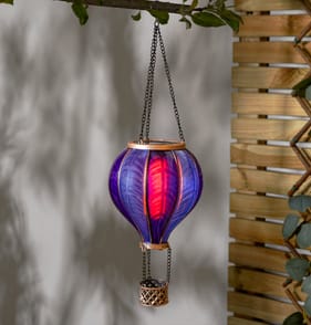 Firefly Solar Light Co Hanging Hot Air Balloon Solar Light - Purple