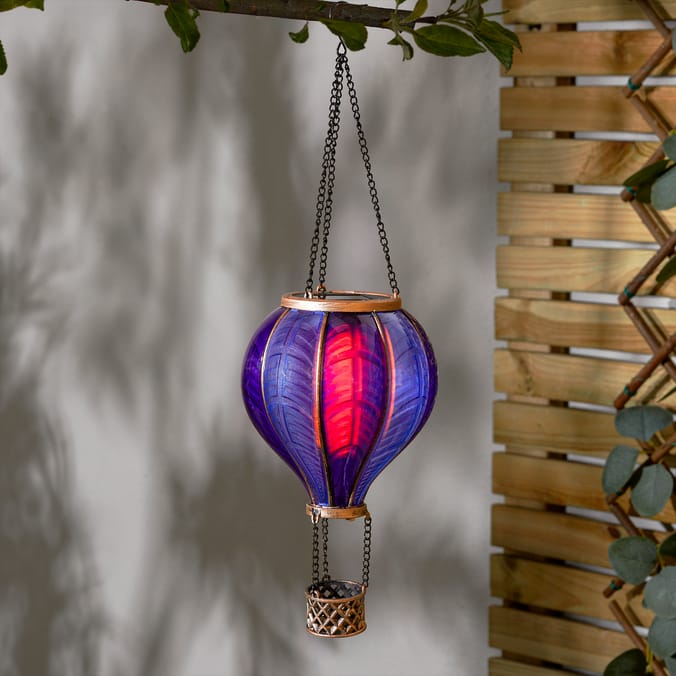 Firefly Solar Light Co Hanging Hot Air Balloon Solar Light - Purple