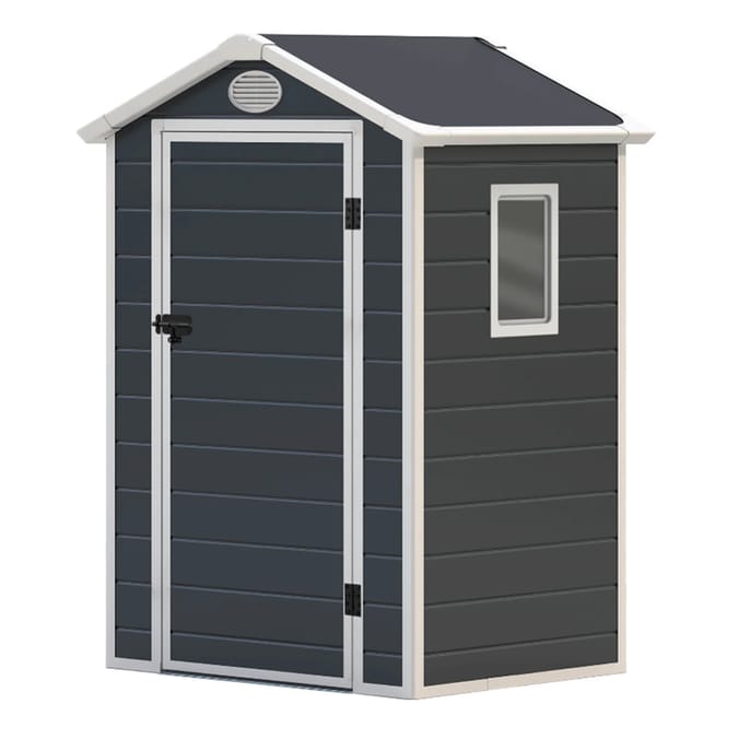 StoreMore Lotus Animus Apex Plastic Shed 4x3ft - Light Grey With Floor