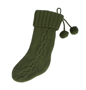 Winter Charm Christmas Chunky Knit Stocking - Green