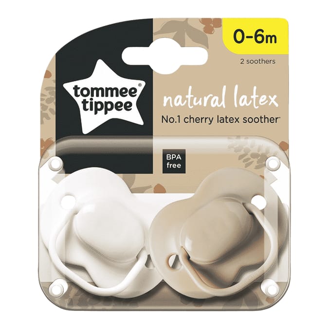 Tommee Tippee 2 Natural Latex Cherry Soothers 0-6 Months